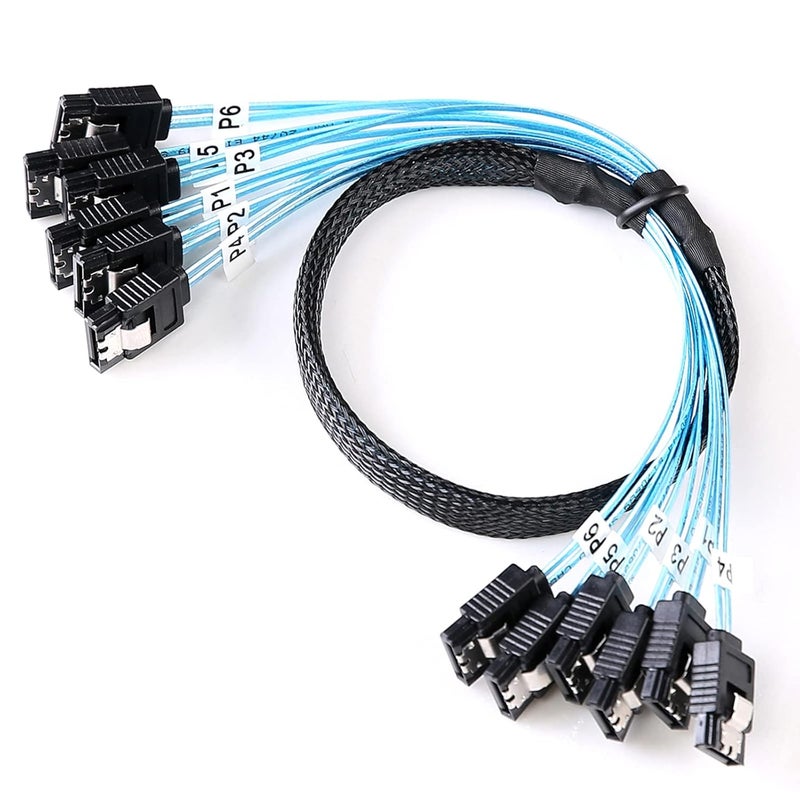 ADCAUDX SATA-III Cable-0.5M, 6Pcs/Set-6Gbps-Sata HDD-SSD Data-Cable Thin Replacement for Bitcoin Computer-Server CD DVD Drives Raid (1.6FT) - Image 1